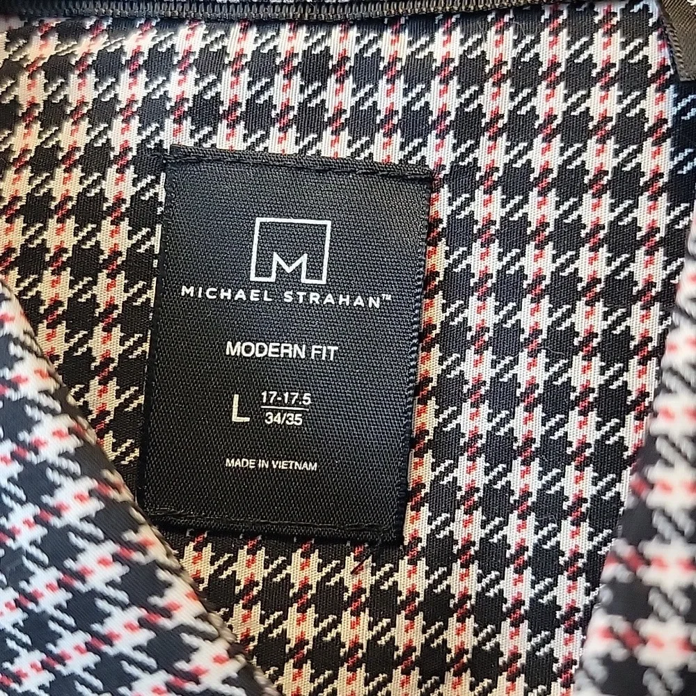 NWOT Michael Strahan Houndstooth Button Up Shirt Size L 17-17.5 - Picture 2 of 5